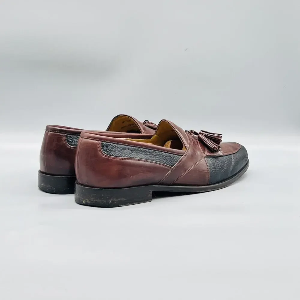 Johnston & Murphy Shoes Mens 10.5 Brown Leather Tassel Loafers Slip On Dress